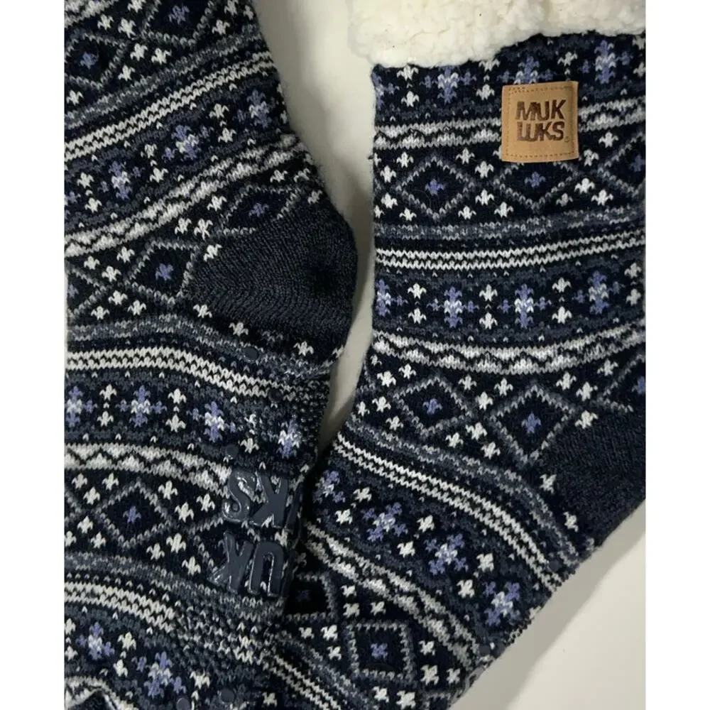 Muk Luks Slipper Socks NWOT Charcoal Gray Pattern